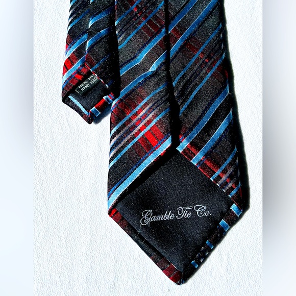 Striped Chili Pepper Red, Black and Blue Tie - Picture 2 of 3